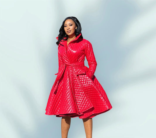 Extravagant Red Quilted Jacket,Women quilted coat